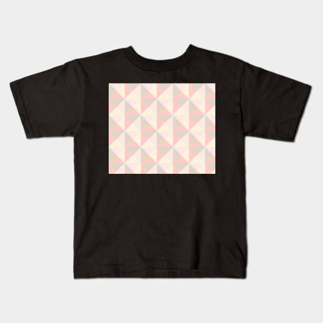 Pink Blush Yellow Geometric Triangle Pattern Kids T-Shirt by dreamingmind